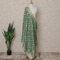 Sage Green Floral Zari Buta Weave Tussar Silk Dupatta, 225X85 Cms, Made in India-D25799