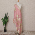 Blush Pink Handcrafted Zari Floral Weave Premium Cotton Dupatta, 225X85 Cms, Made in India-D25795