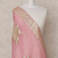 Blush Pink Handcrafted Zari Floral Weave Premium Cotton Dupatta, 225X85 Cms, Made in India-D25795