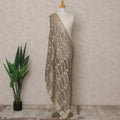 Taupe Gold Striped Zari Weave Tussar Silk Dupatta, 225X85 Cms, Made in India-D25798