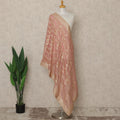 Peach Pink Premium Synthetic Brocade Dupatta with All-Over Woven Motifs, 225X80 CMS Width, India-D26926 - Regal Fabrics