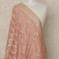 Peach Pink Premium Synthetic Brocade Dupatta with All-Over Woven Motifs, 225X80 CMS Width, India-D26926 - Regal Fabrics