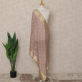 Dusty Mauve Premium Synthetic Brocade Dupatta with Gold Woven Buti Design, 225X80 CMS Width, India-D26932 - Regal Fabrics