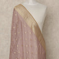 Dusty Mauve Premium Synthetic Brocade Dupatta with Gold Woven Buti Design, 225X80 CMS Width, India-D26932 - Regal Fabrics