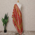 Rust Red and Mustard Gold Striped Zari Weave Tussar Silk Dupatta, 225X85 Cms, Made in India-D25796
