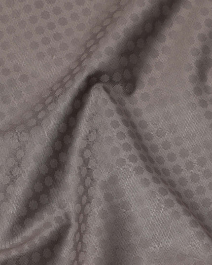 Brown Hexagon Self Design Blended Cotton Shirting Fabric, 140 Cms, India-D25365