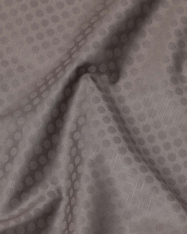 Brown Hexagon Self Design Blended Cotton Shirting Fabric, 140 Cms, India-D25365