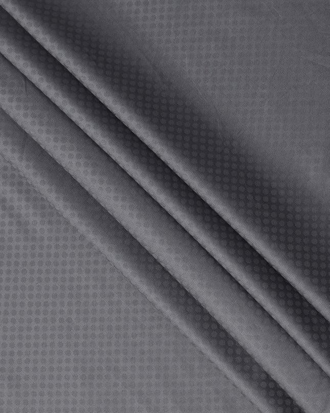 Steel Grey Hexagon Self Design Blended Cotton Shirting Fabric, 140 Cms, India-D25366