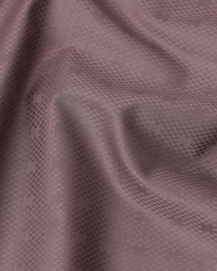 Mauve Checkered Self Design Blended Cotton Shirting Fabric, 140 Cms, India-D25370