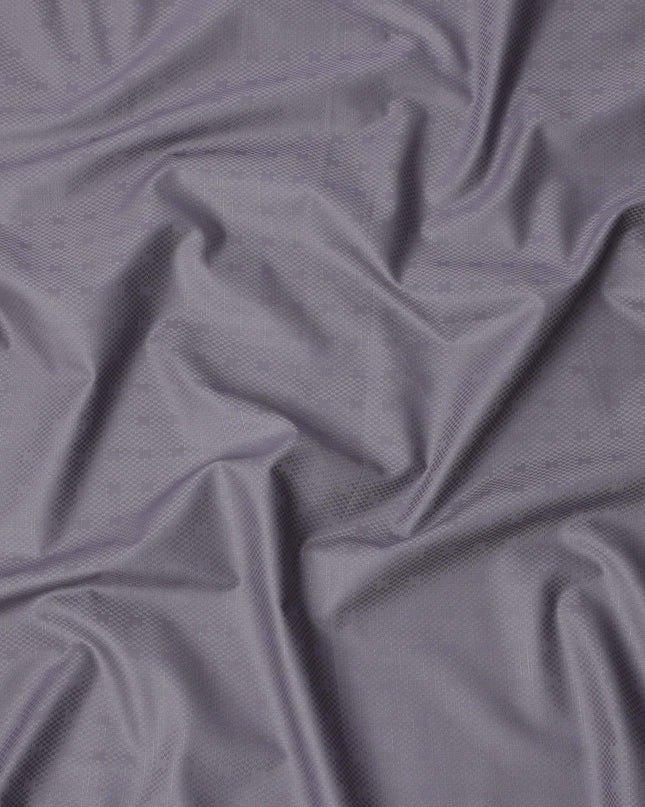 Grey Checkered Self Design Blended Cotton Shirting Fabric, 140 Cms, India-D25368