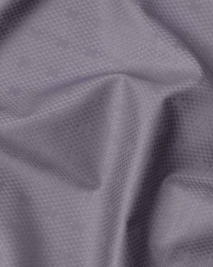 Grey Checkered Self Design Blended Cotton Shirting Fabric, 140 Cms, India-D25368