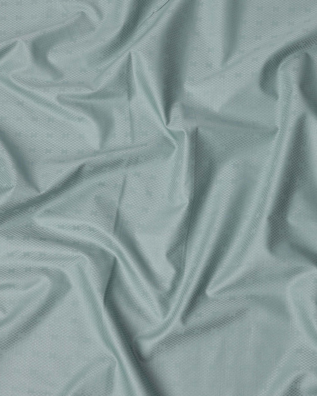 Mint Green Checkered Self Design Blended Cotton Shirting Fabric, 140 Cms, India-D25369 Regal Fabrics