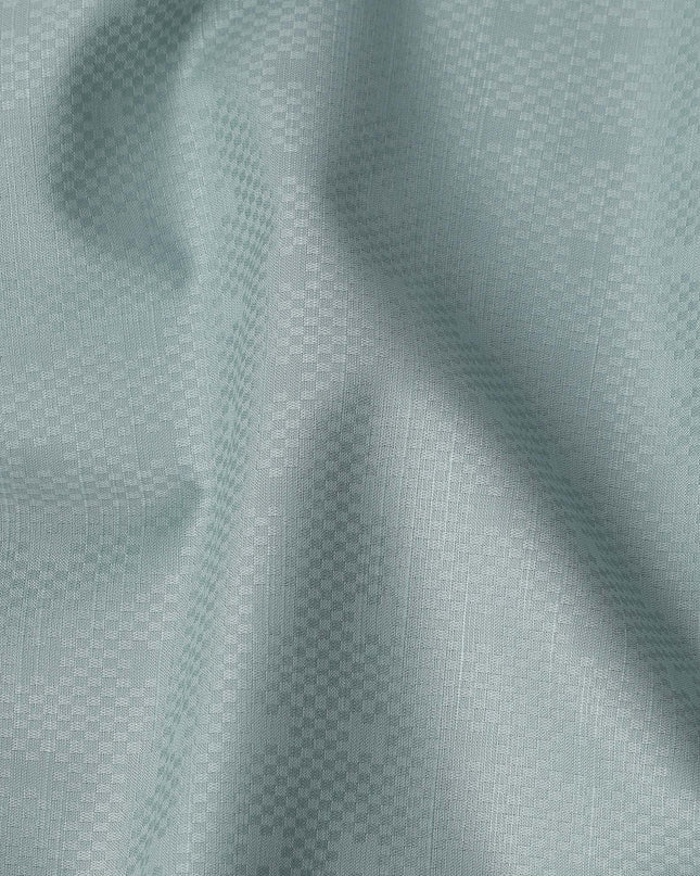 Mint Green Checkered Self Design Blended Cotton Shirting Fabric, 140 Cms, India-D25369 Regal Fabrics