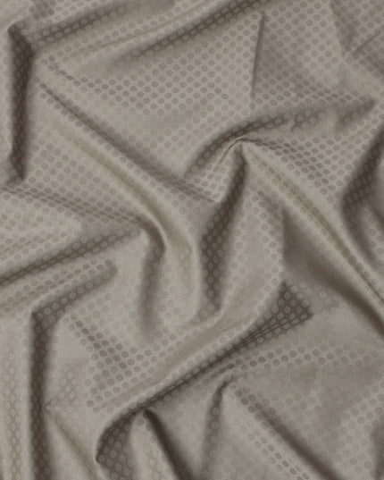 Light Taupe Hexagon Self Design Blended Cotton Shirting Fabric, 140 Cms, India-D25367