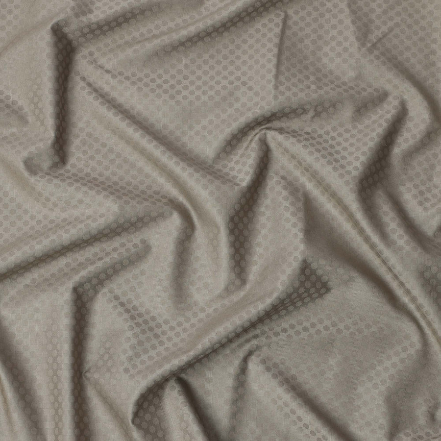 Light Taupe Hexagon Self Design Blended Cotton Shirting Fabric, 140 Cms, India-D25367