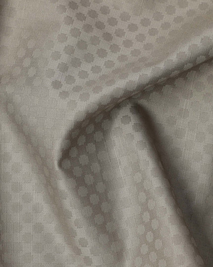 Light Taupe Hexagon Self Design Blended Cotton Shirting Fabric, 140 Cms, India-D25367