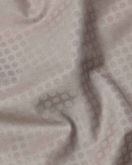 Beige Hexagon Self Design Blended Cotton Shirting Fabric, 140 Cms, India-D25364