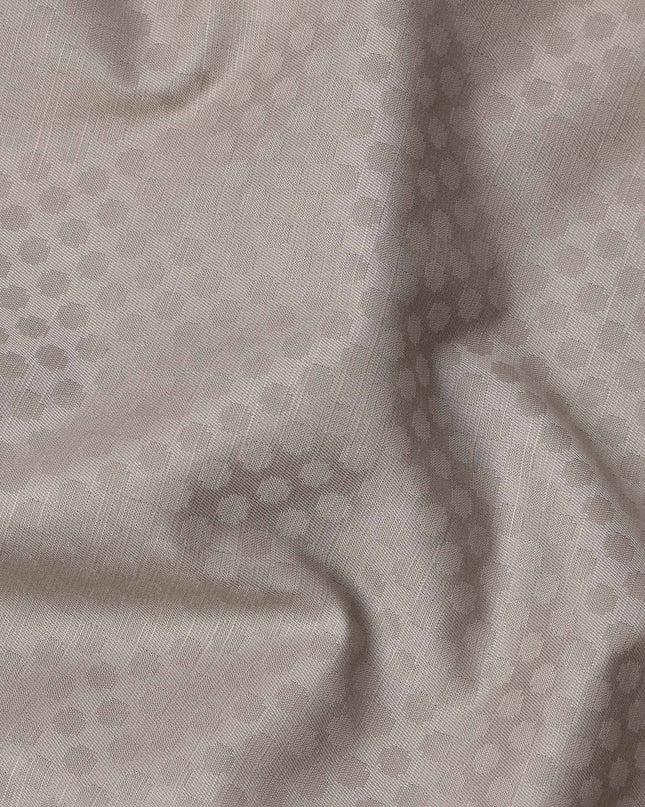 Beige Hexagon Self Design Blended Cotton Shirting Fabric, 140 Cms, India-D25364