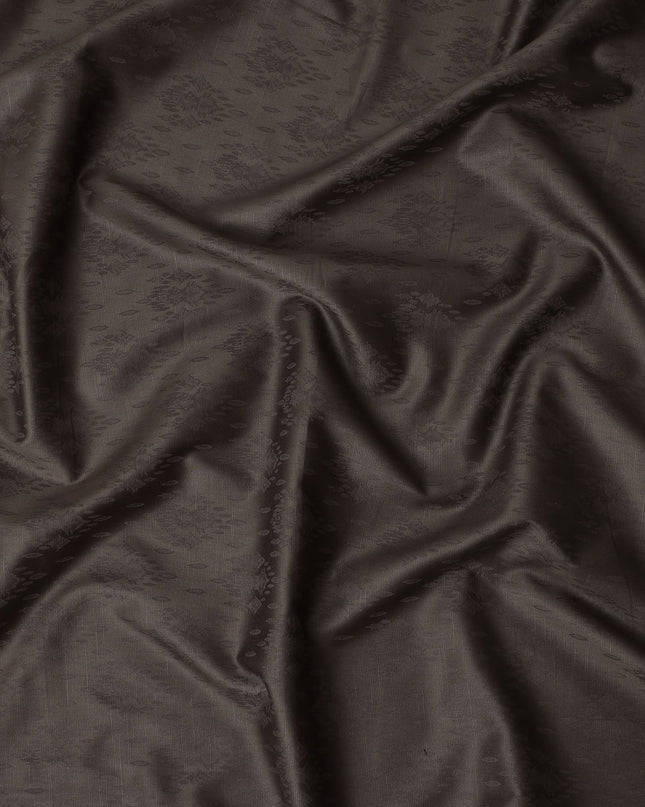 Dark Brown Self Jacquard Blended Cotton Shirting Fabric Soft Woven Textured Design Elegant Apparel Material 150 Cms Width Made in India-D27438