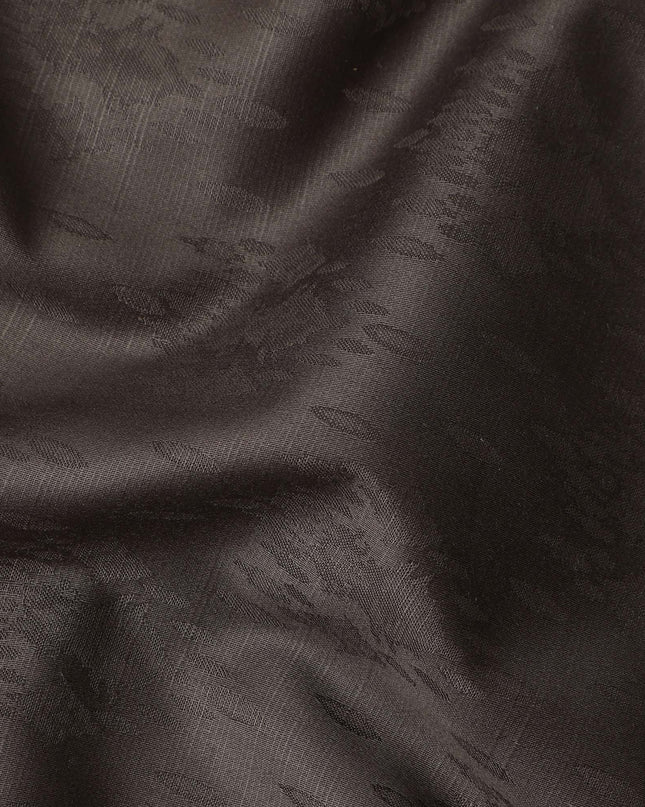 Dark Brown Self Jacquard Blended Cotton Shirting Fabric Soft Woven Textured Design Elegant Apparel Material 150 Cms Width Made in India-D27438