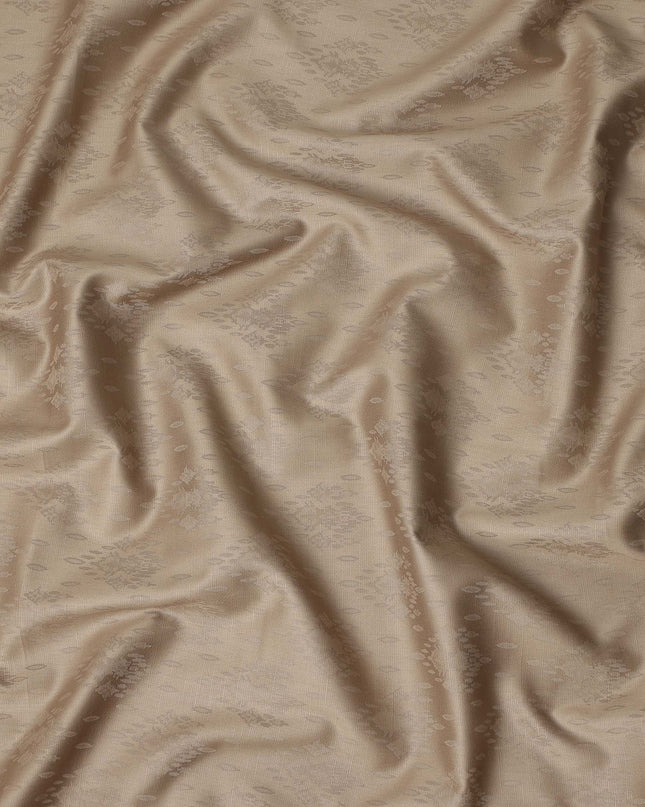Beige Self Jacquard Blended Cotton Shirting Fabric Soft Woven Textured Design Elegant Apparel Material 150 Cms Width Made in India-D27436