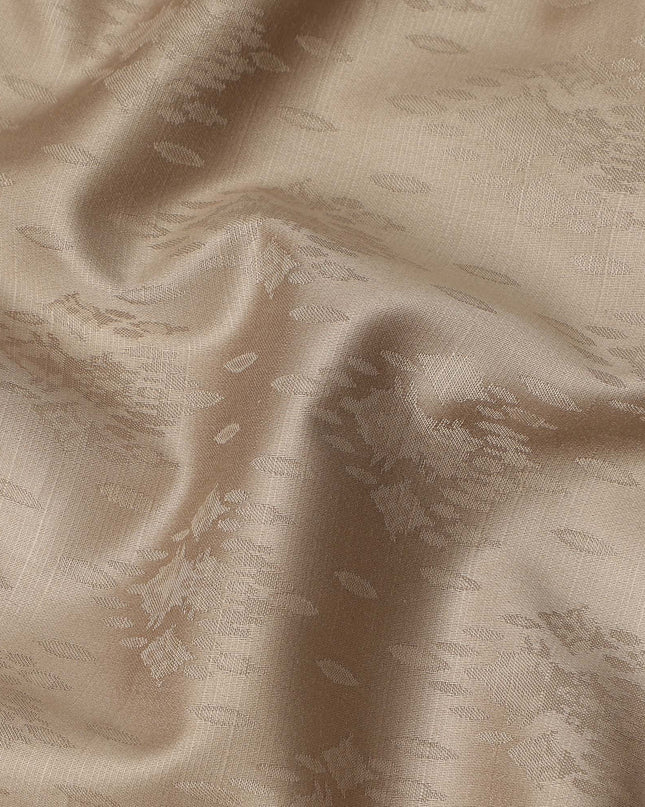 Beige Self Jacquard Blended Cotton Shirting Fabric Soft Woven Textured Design Elegant Apparel Material 150 Cms Width Made in India-D27436