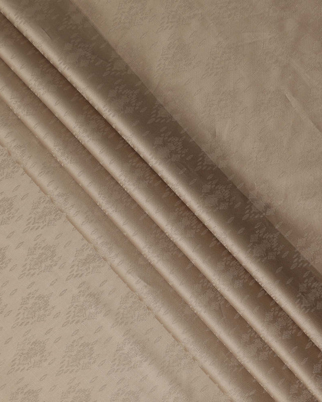 Beige Self Jacquard Blended Cotton Shirting Fabric Soft Woven Textured Design Elegant Apparel Material 150 Cms Width Made in India-D27436