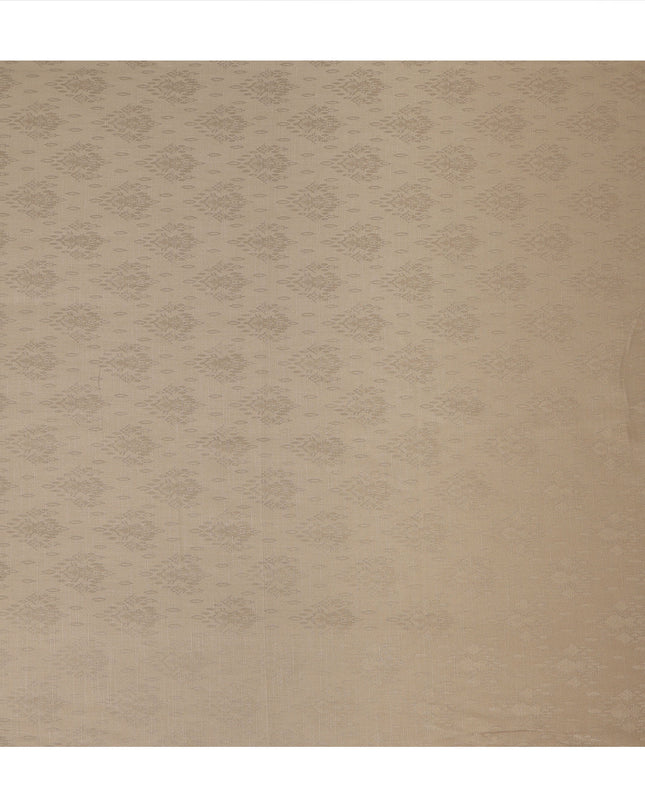 Beige Self Jacquard Blended Cotton Shirting Fabric Soft Woven Textured Design Elegant Apparel Material 150 Cms Width Made in India-D27436
