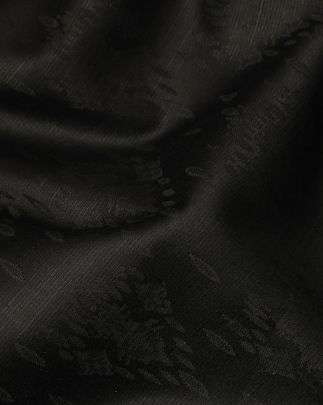 Black Self Jacquard Blended Cotton Shirting Fabric Soft Woven Textured Design Premium Apparel Material 150 Cms Width Made in India-D27440