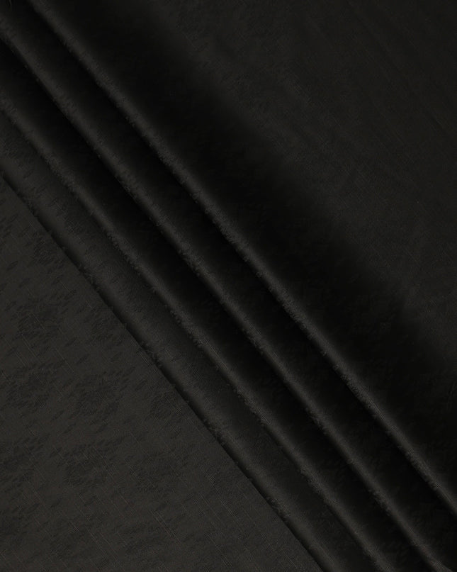 Black Self Jacquard Blended Cotton Shirting Fabric Soft Woven Textured Design Premium Apparel Material 150 Cms Width Made in India-D27440