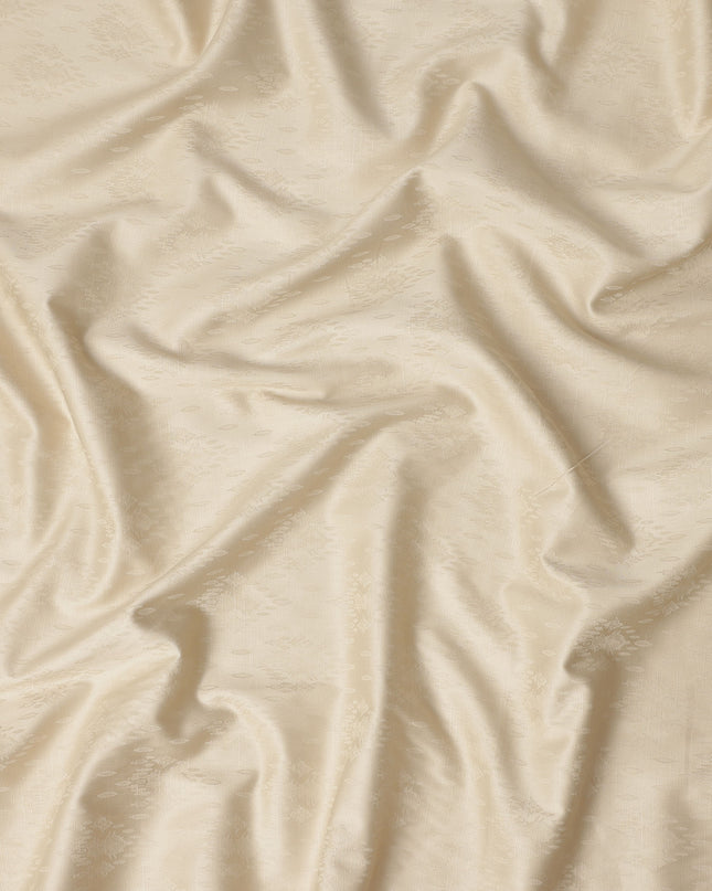 Cream Ivory Self Jacquard Blended Cotton Shirting Fabric Soft Woven Textured Design Elegant Apparel Material 150 Cms Width Made in India-D27439 Regal Fabrics