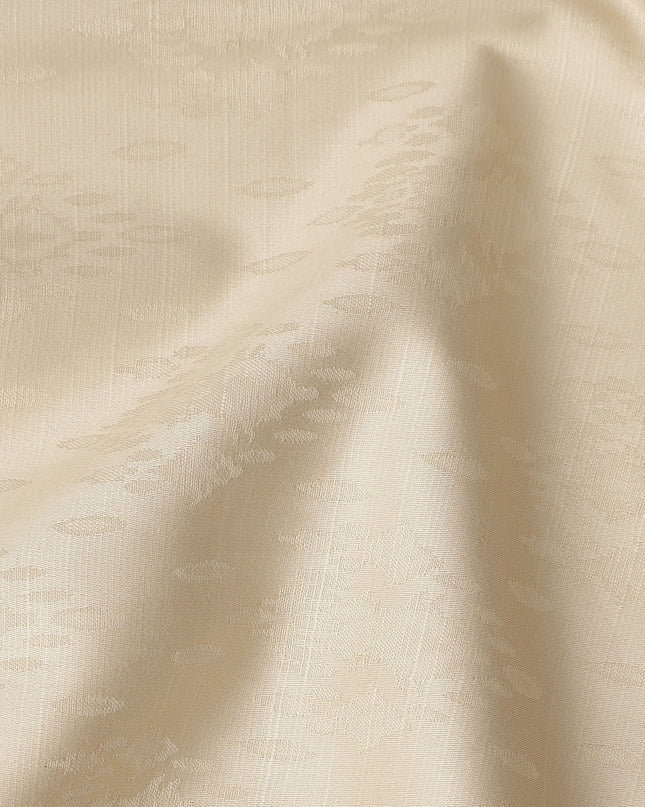 Cream Ivory Self Jacquard Blended Cotton Shirting Fabric Soft Woven Textured Design Elegant Apparel Material 150 Cms Width Made in India-D27439 Regal Fabrics