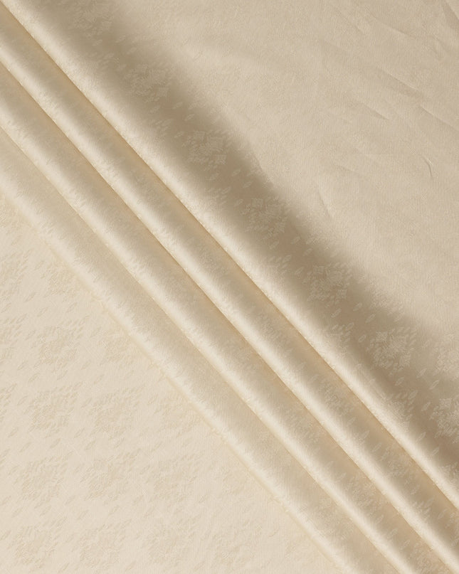 Cream Ivory Self Jacquard Blended Cotton Shirting Fabric Soft Woven Textured Design Elegant Apparel Material 150 Cms Width Made in India-D27439 Regal Fabrics