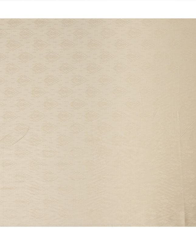 Cream Ivory Self Jacquard Blended Cotton Shirting Fabric Soft Woven Textured Design Elegant Apparel Material 150 Cms Width Made in India-D27439 Regal Fabrics