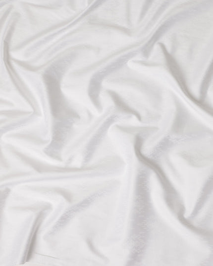 White Self Jacquard Blended Cotton Shirting Fabric Soft Woven Textured Design Elegant Apparel Material 150 Cms Width Made in India-D27437 Regal Fabrics