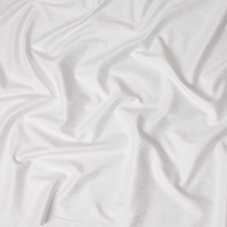 White Self Jacquard Blended Cotton Shirting Fabric Soft Woven Textured Design Elegant Apparel Material 150 Cms Width Made in India-D27437 Regal Fabrics