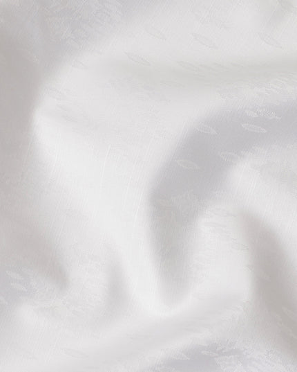 White Self Jacquard Blended Cotton Shirting Fabric Soft Woven Textured Design Elegant Apparel Material 150 Cms Width Made in India-D27437 Regal Fabrics
