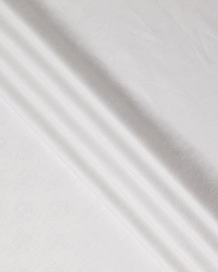 White Self Jacquard Blended Cotton Shirting Fabric Soft Woven Textured Design Elegant Apparel Material 150 Cms Width Made in India-D27437 Regal Fabrics