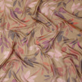 Beige Leaf Print Pure Silk Chiffon 110cm Korea