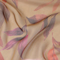 Beige Leaf Print Pure Silk Chiffon 110cm Korea