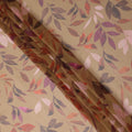 Beige Leaf Print Pure Silk Chiffon 110cm Korea