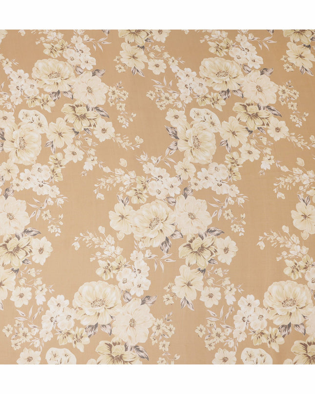 Beige Floral Pure Silk Chiffon Fabric 110cm Korea
