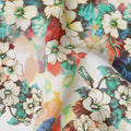 White Floral Viscose Crepe Fabric 140cm