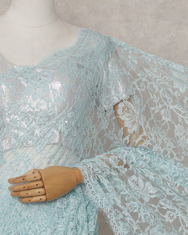 Blue French Chantilly Lace Saree | Regal