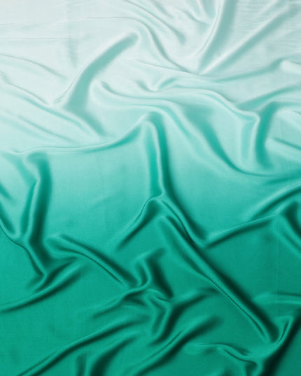 Mint Green to Emerald Green Ombre Synthetic Satin Fabric, 110 Cms Width, India-D24663
