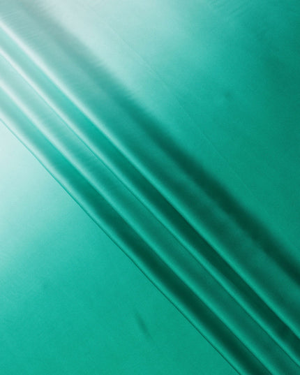 Mint Green to Emerald Green Ombre Synthetic Satin Fabric, 110 Cms Width, India-D24663