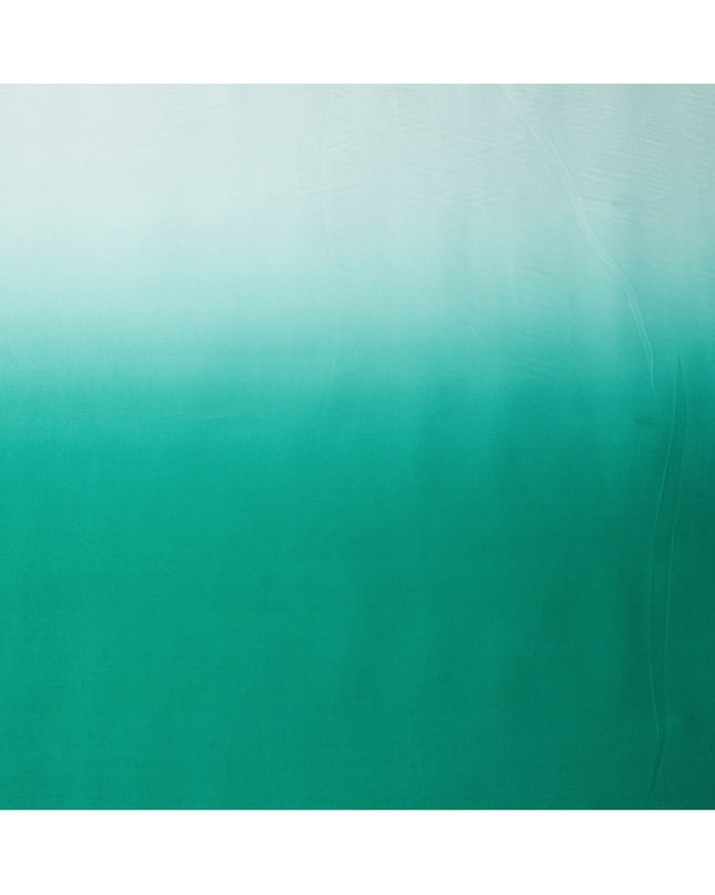 Mint Green to Emerald Green Ombre Synthetic Satin Fabric, 110 Cms Width, India-D24663