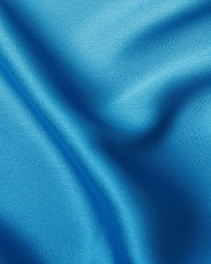 White to Sky Blue Ombre Synthetic Satin Fabric, 110 Cms Width, India-D24661