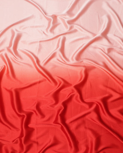Light Pink to Red Ombre Synthetic Satin Fabric, 110 Cms Width, India-D24666