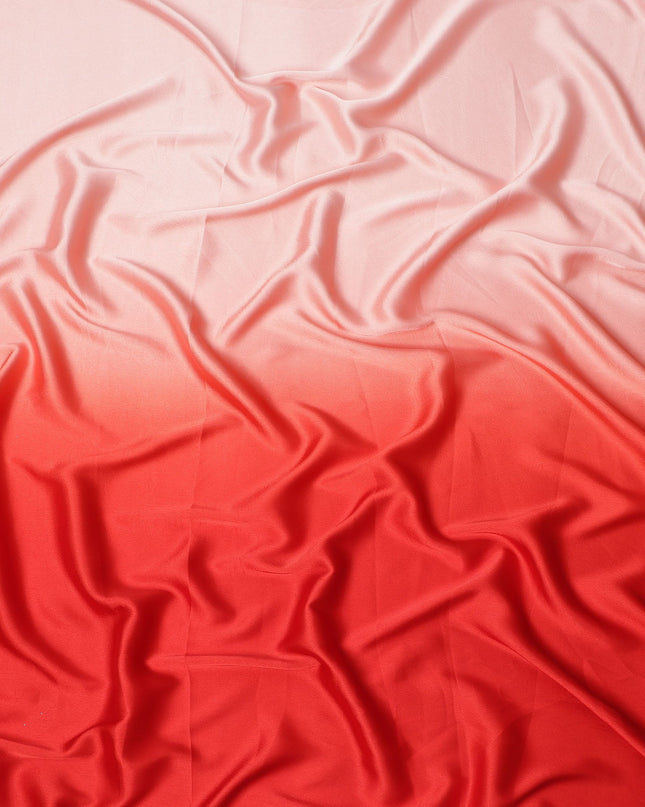 Light Pink to Red Ombre Synthetic Satin Fabric, 110 Cms Width, India-D24666